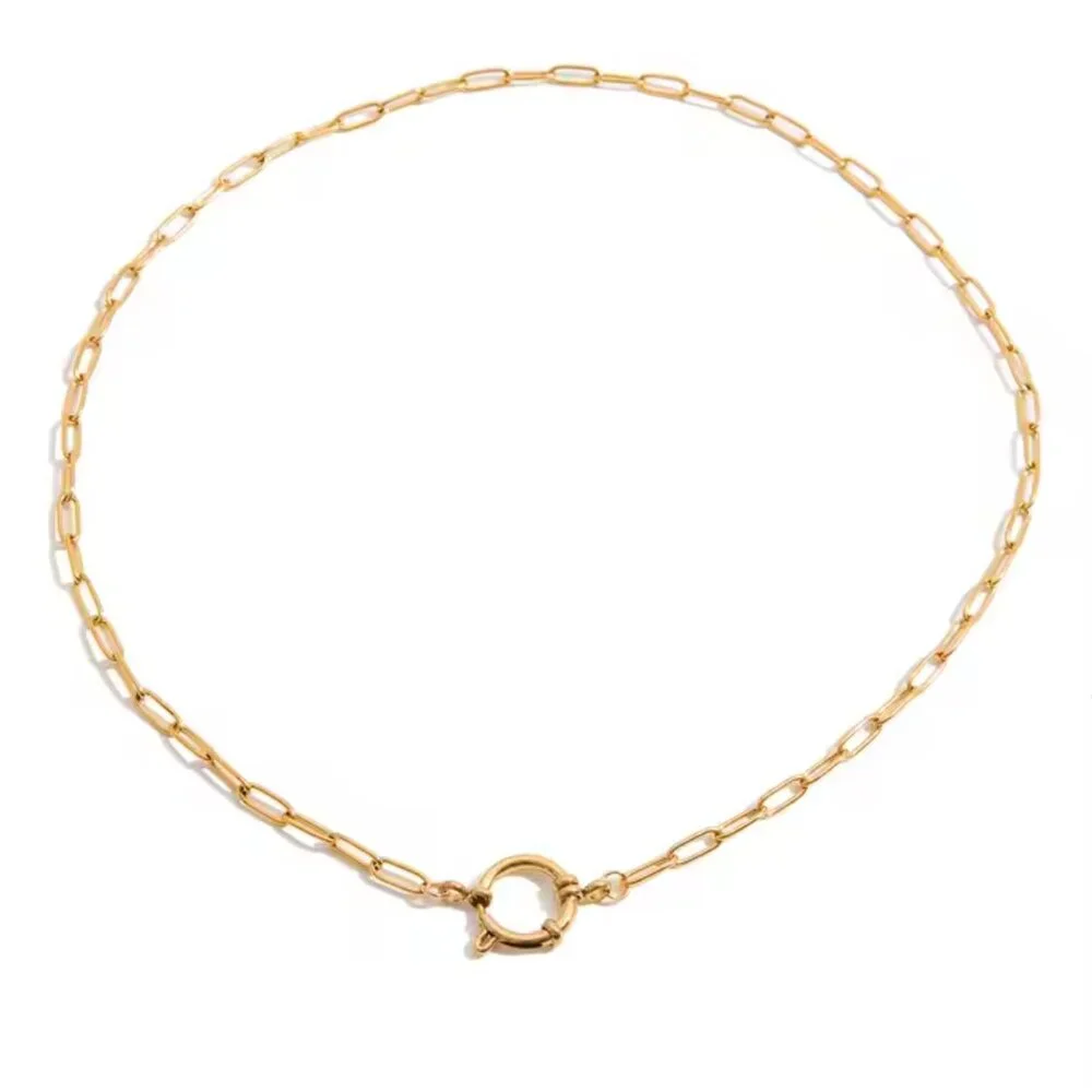Paperclip Chain Necklace Gold Toggle Clasp Necklace Waterproof Charm Necklace - Picture 7 of 14